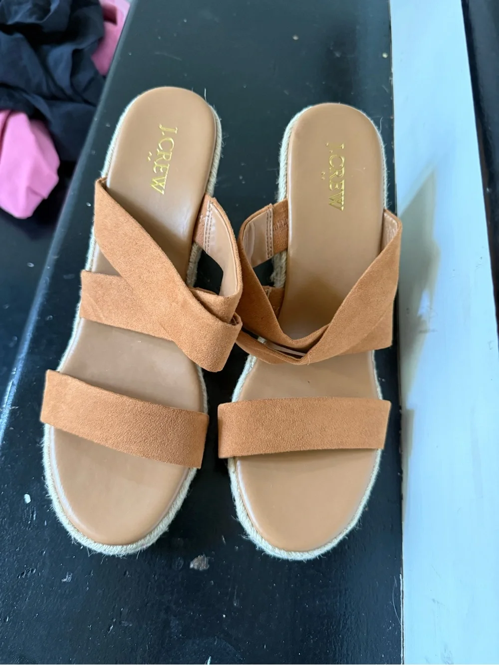 J.Crew Tan Suede Espadrille Slide Sandals